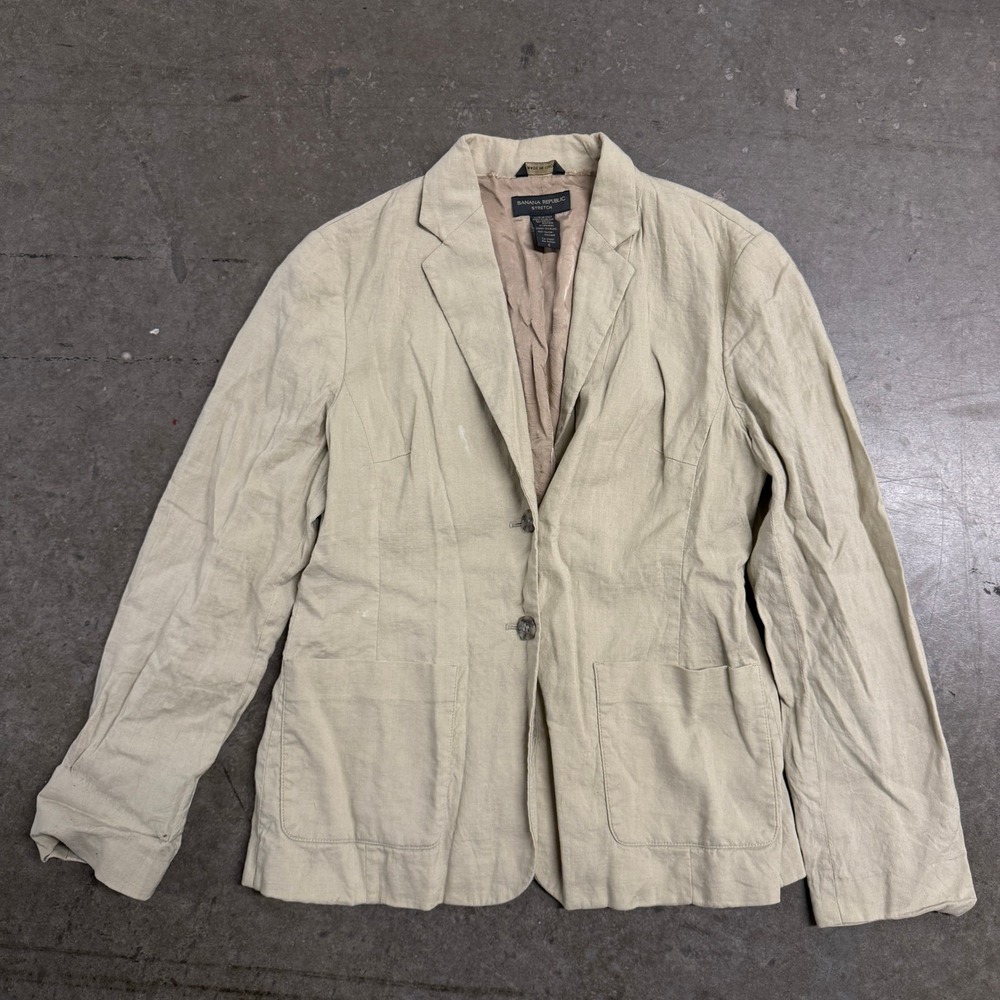 Banana Republic Made in Italy Linen Blend Stretch Blazer Beige Women 6โ